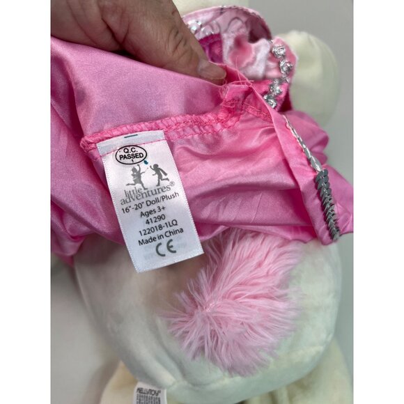 Kellytoy 2019 Plush White Unicorn In Pink Dress Gold Horn Cuddle Toy with Rattle - Picture 10 of 14